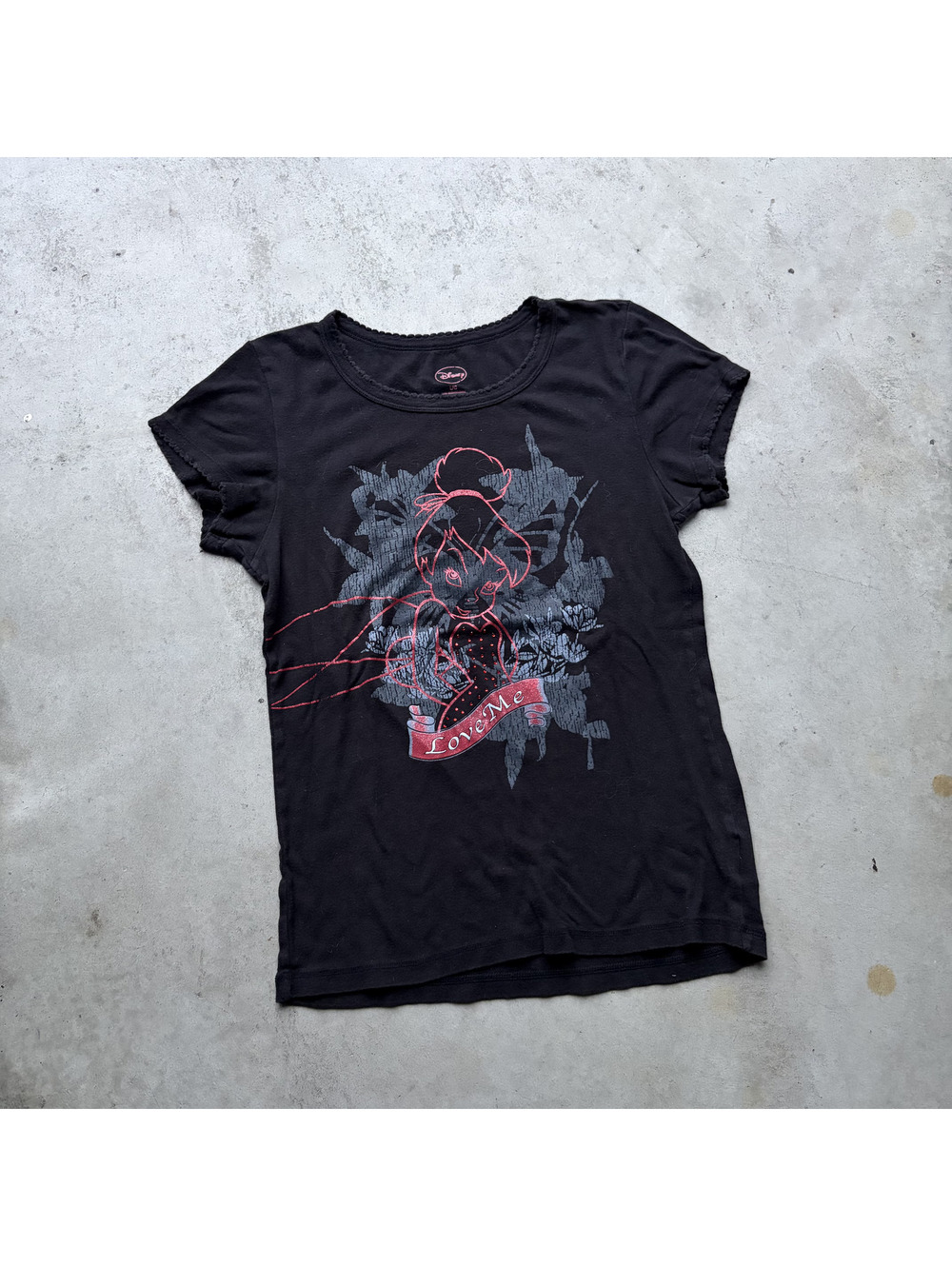 Disney Black Tinker Bell 'Love Me' Graphic T-Shirt Large